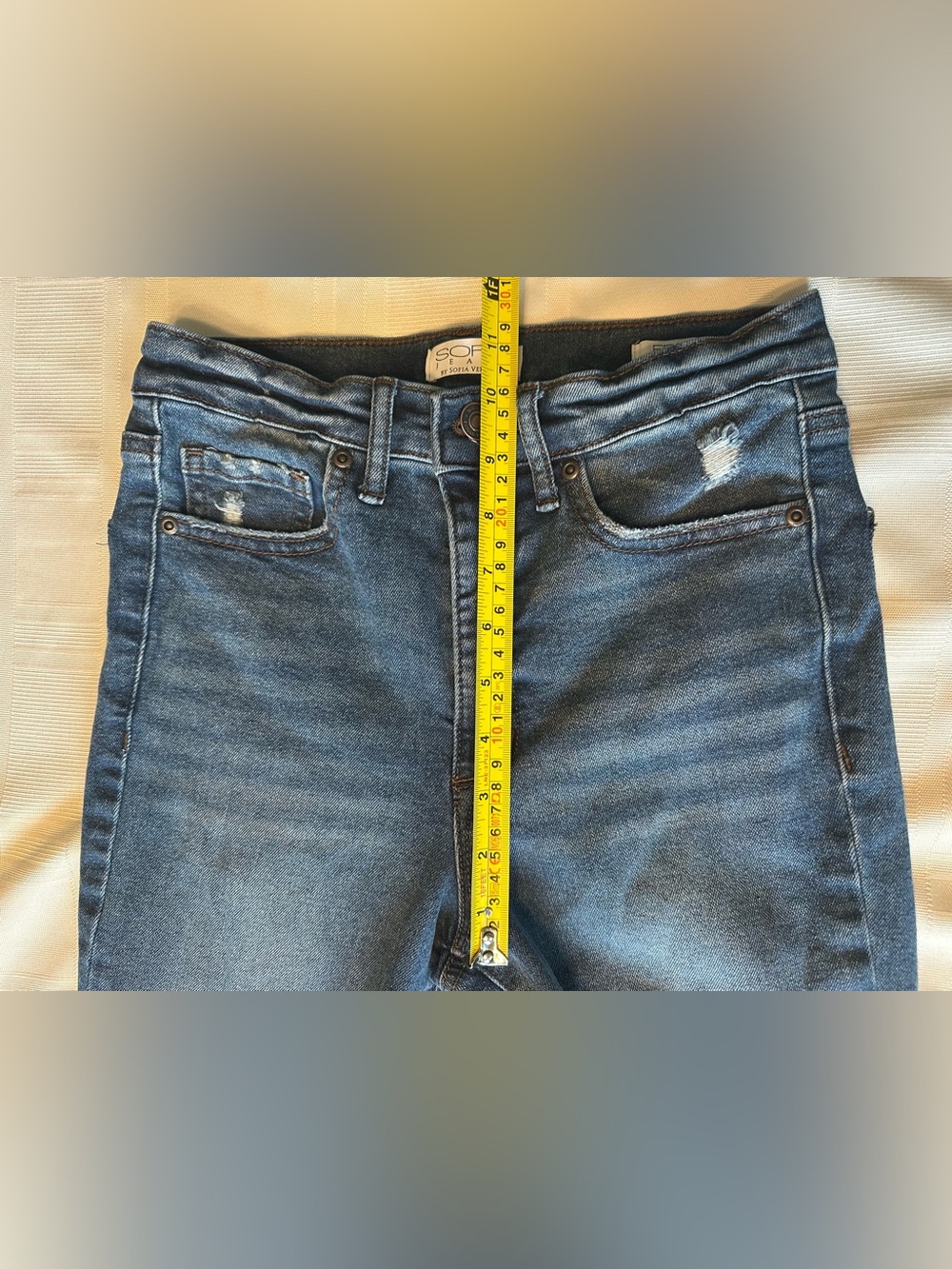 Super High Rise Straight Sofia Vergara Women Jeans Eden Light Distressed Size 2 - Picture 7 of 8